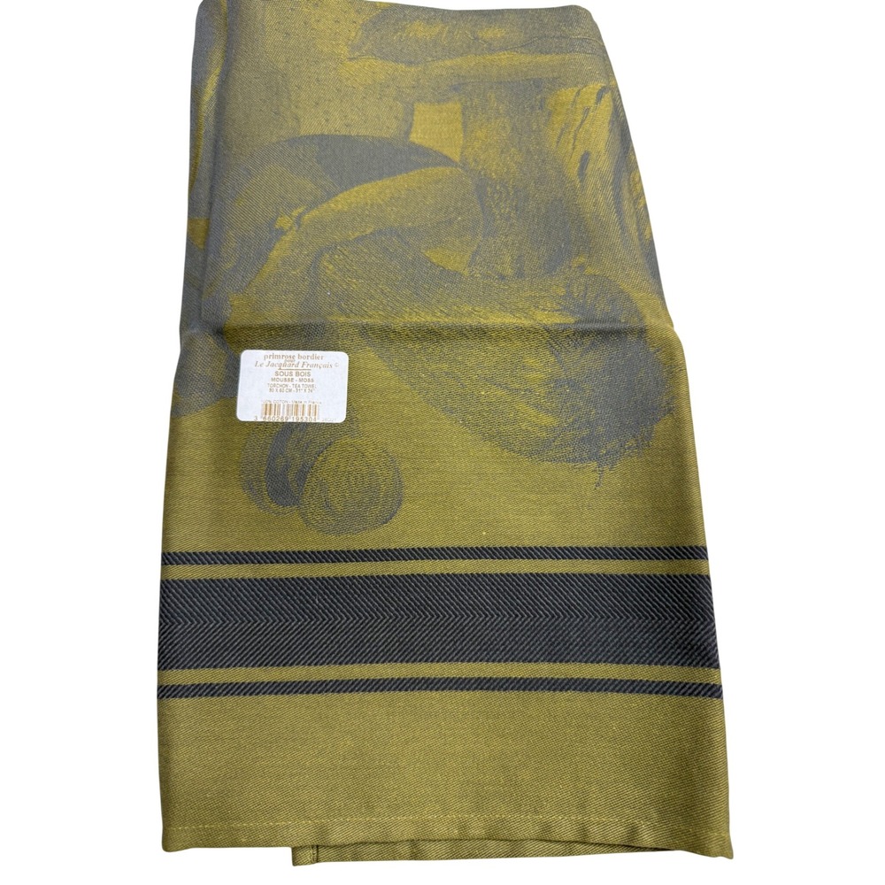 Le Jacquard Francais NEW Tea Towel Moss Sous Bois Fruit Olive/Navy Cotton 31x24